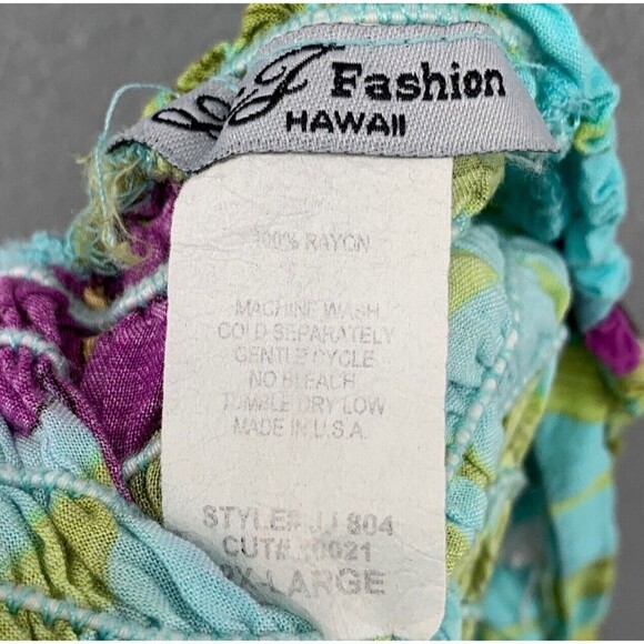 Vintage J&J Hawaii 100% Rayon Maxi Dress 2XL Tropical Granny Core Hippie Gypsy - Picture 4 of 15